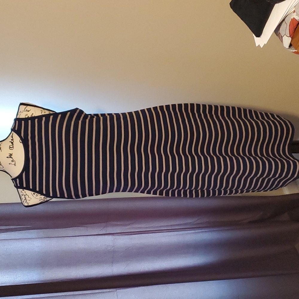 NWT - Blue Stripe Rib Body Con Dress